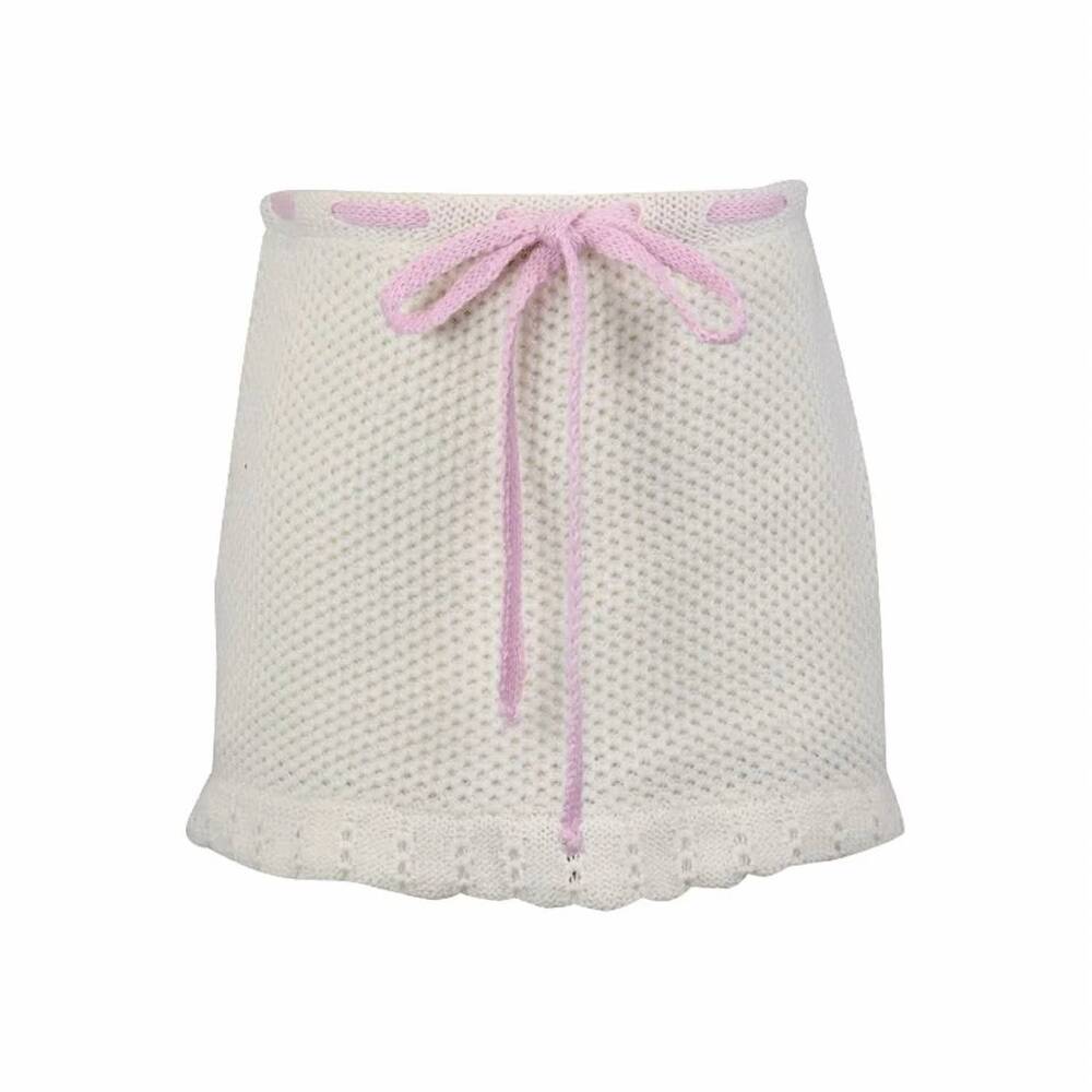 NEW FLOWERS BY ZOE kid's knit skirt with bow in off-white